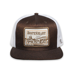 RopeSmart Cowboy Punching Patch Brown Trucker Cap