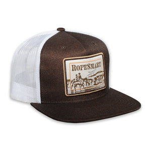 RopeSmart Cowboy Punching Patch Brown Trucker Cap