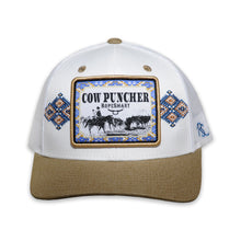 Load image into Gallery viewer, RopeSmart Blue Cow Puncher Patch White and Khaki Trucker Cap
