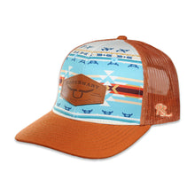 Load image into Gallery viewer, RopeSmart Leather Patch Marzo Aztec Pattern Burnt Orange Trucker Cap