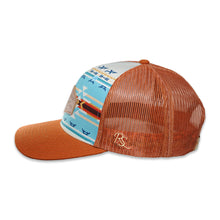 Load image into Gallery viewer, RopeSmart Leather Patch Marzo Aztec Pattern Burnt Orange Trucker Cap