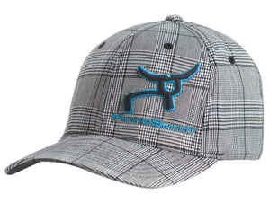 RS Fitted Black & White Plaid - Teal Logo
