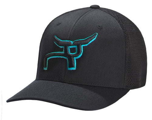 RS Retro Trucker Black Cap with Teal RopeSmart Steer
