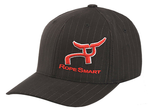 RS Fitted Black & White Pinstripes - Red Steer Logo